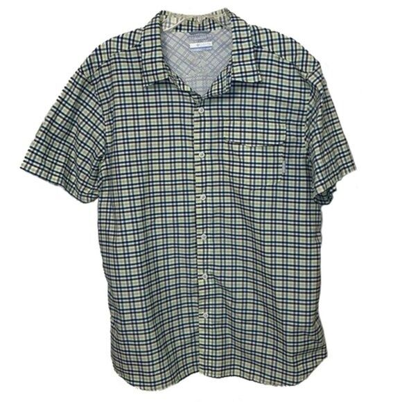 Columbia Green Plaid Check Omni-Shade Button Down Shirt Mens Size XL Outdoors - Picture 1 of 11